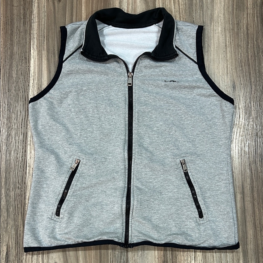 Lauren Ralph Lauren Sport Gray and Black Zip-Up Vest